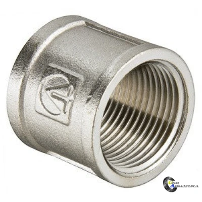 Муфта латунна нікельована Ду15 G1/2 Муфта латунна нікельована Ду15 G1/2